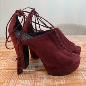 Michael Kors Collection Deep Burgundy Lace-Up heels size 38 1/2.
